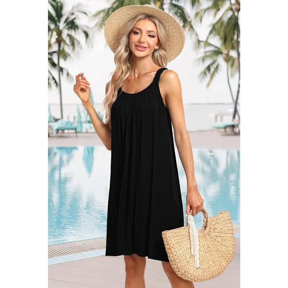 Women's Beach Cover Up Tank Dress  Casual Vacation Short - Picture 3 of 5